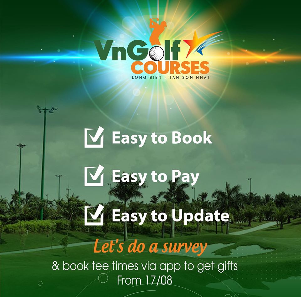 ĐẶT TEE TIMES CHƯA BAO GIỜ DỄ DÀNG ĐẾN THẾ VỚI ỨNG DỤNG VNGOLF COURSES