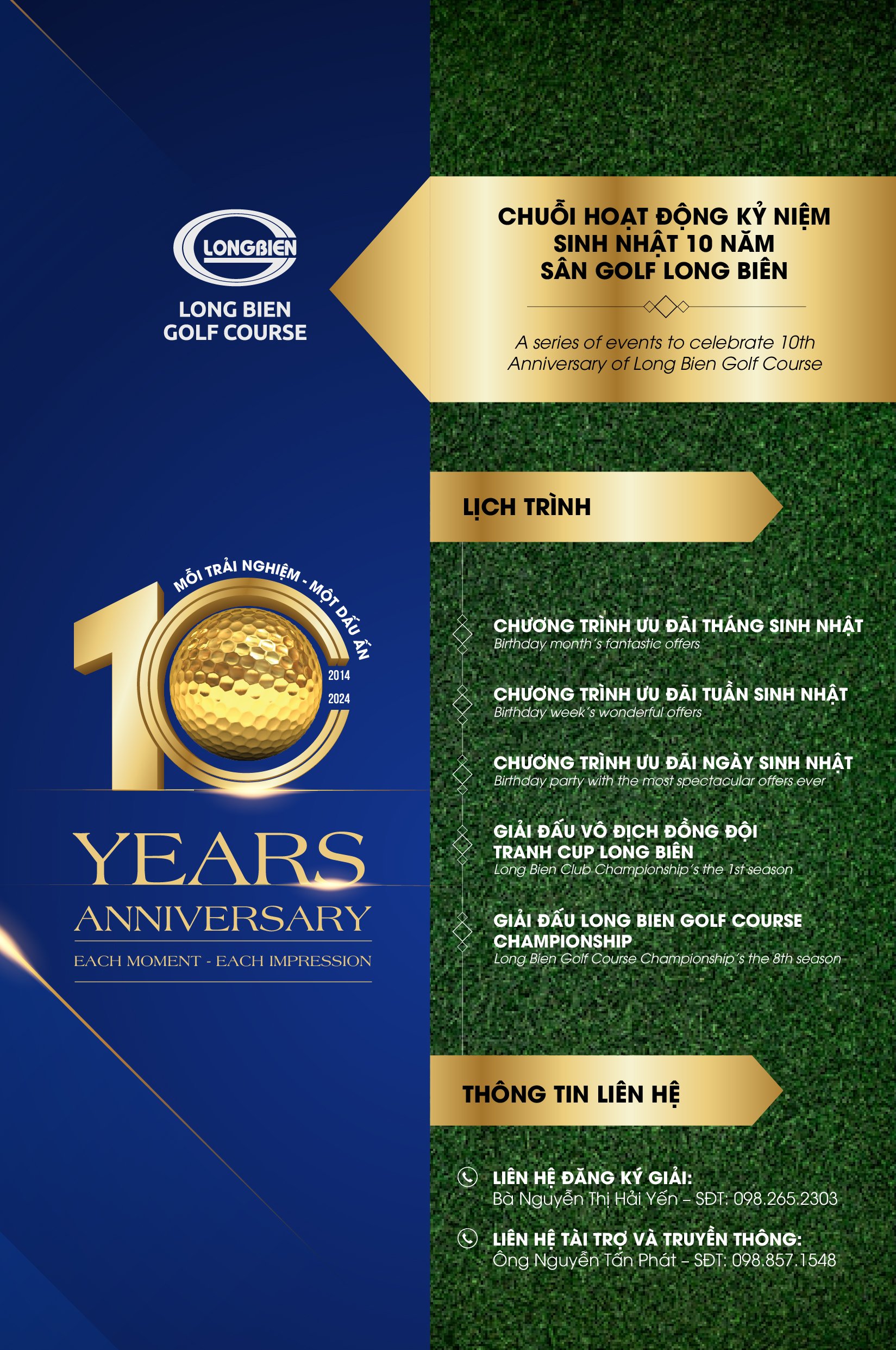 CHÍNH THỨC CÔNG BỐ CHUỖI HOẠT ĐỘNG HOÀNH TRÁNG NHẤT MỪNG KỶ NIỆM SINH NHẬT 10 NĂM SÂN GOLF LONG BIÊN