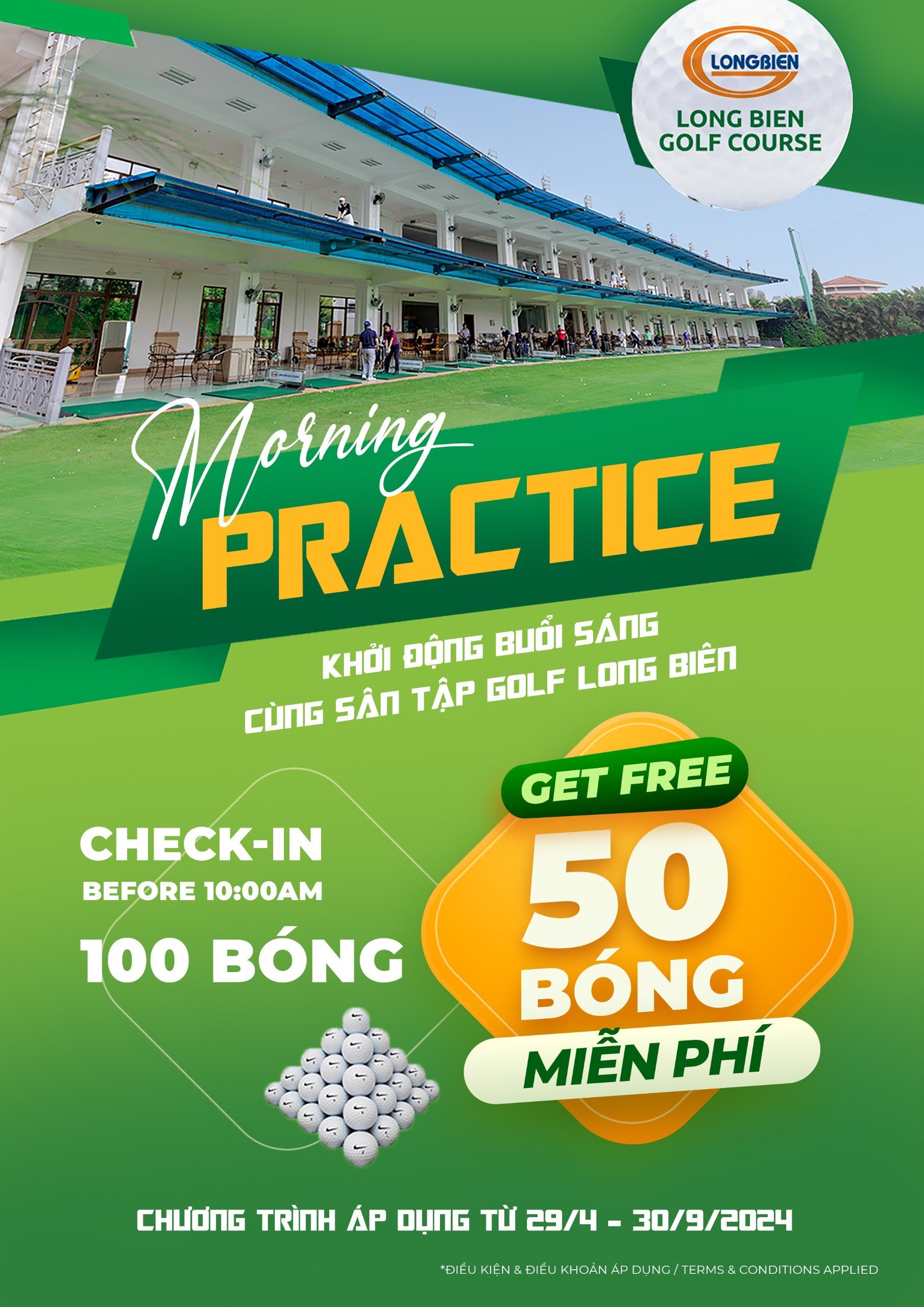 Chương Trình Ưu Đãi Luyện Tập Buổi Sáng Tại Sân Tập Golf Long Biên