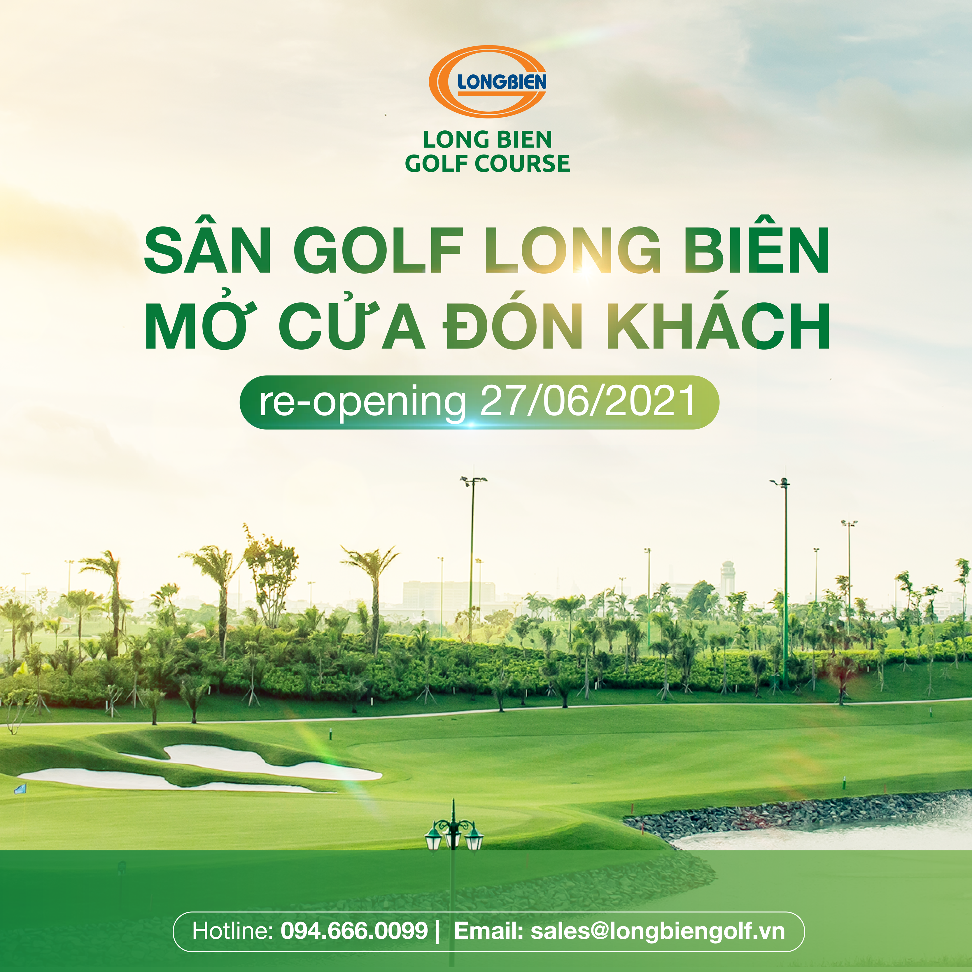 SÂN GOLF LONG BIÊN MỞ CỬA ĐÓN KHÁCH TỪ NGÀY 27/06/2021