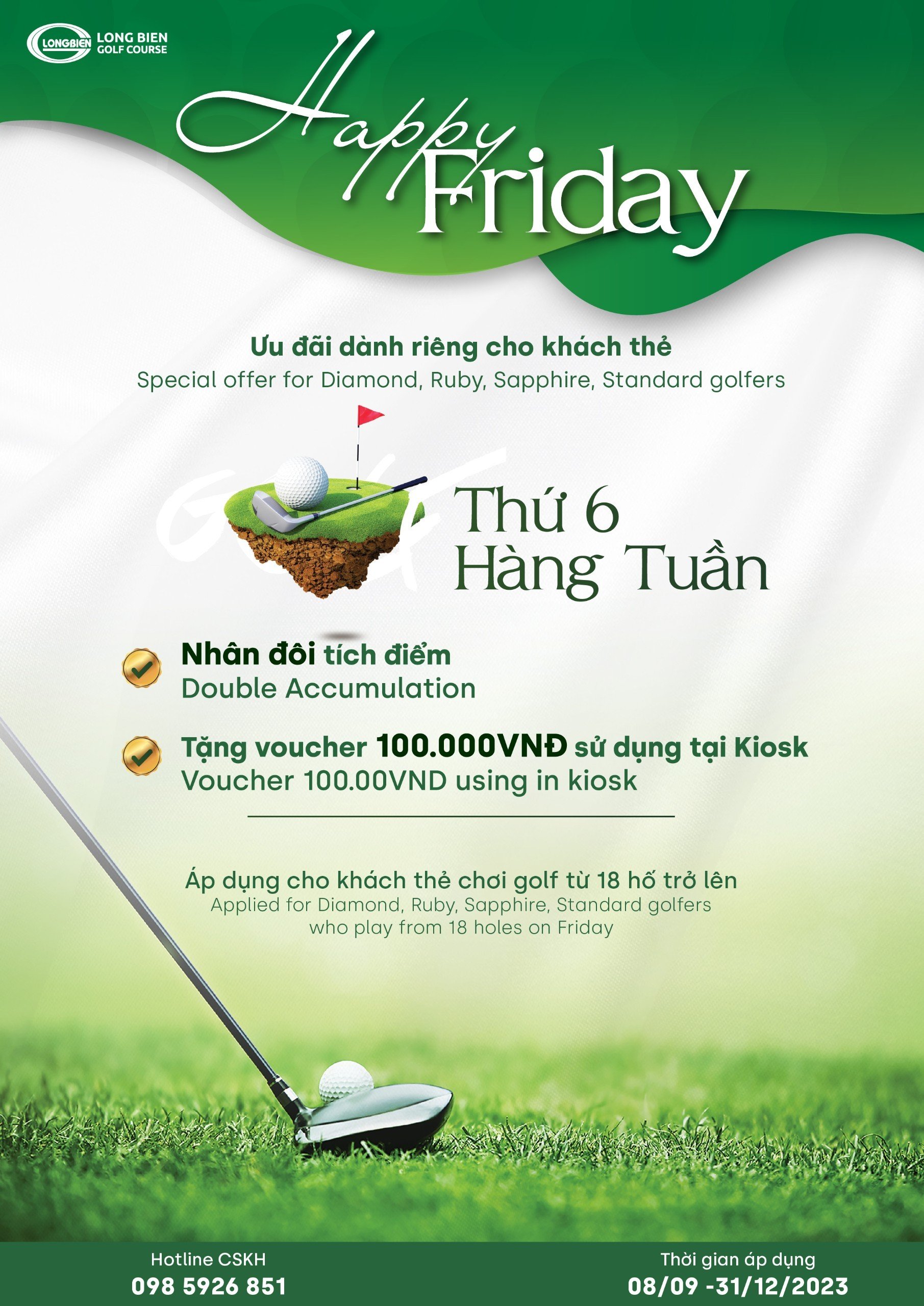 HAPPY FRIDAY - CHƯƠNG TRÌNH ƯU ĐÃI DÀNH RIÊNG CHO KHÁCH THẺ